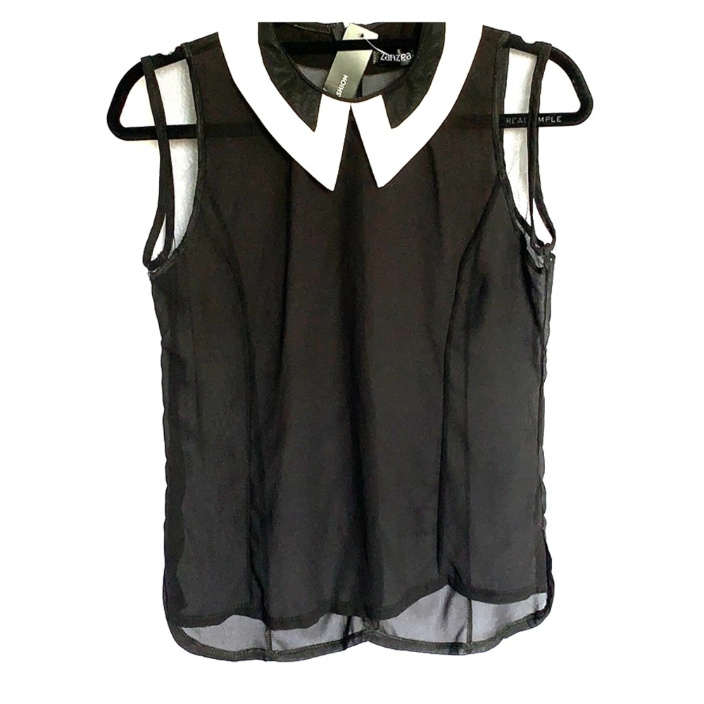 NWT Zanzea Collection Black sheer dress top